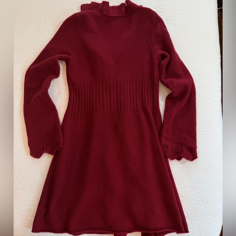 Sparrow Anthropologie Cardigan Sweater burgundy size S long duster - Picture 4 of 10